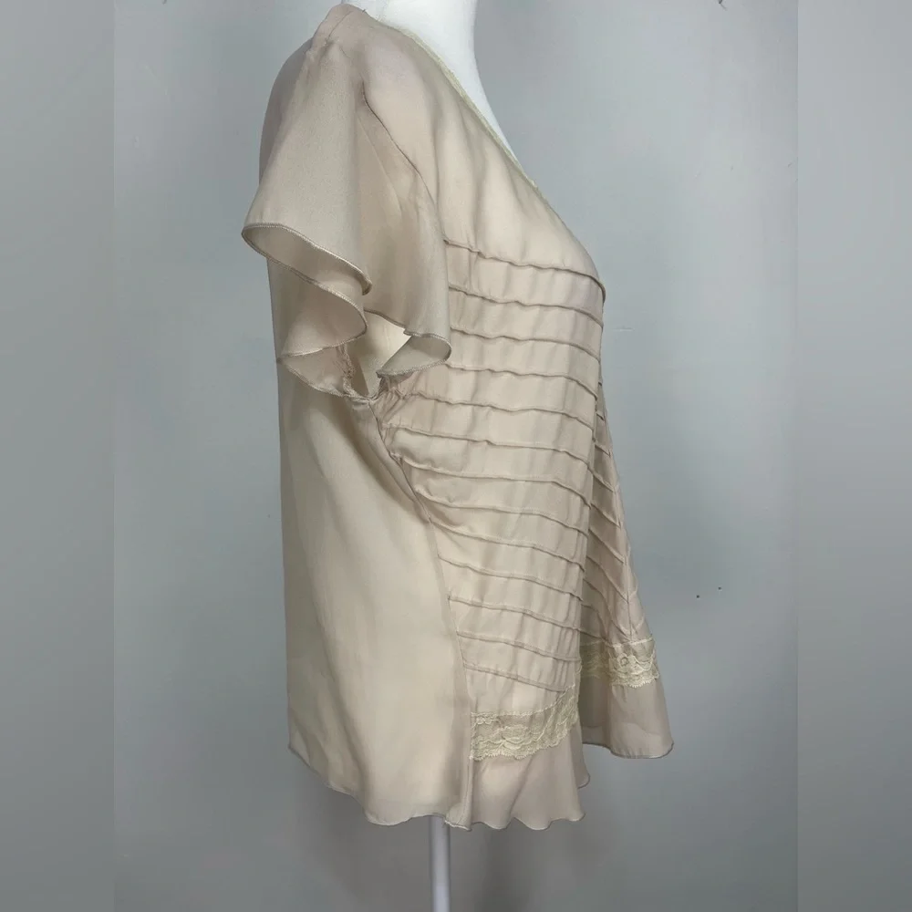 Jaipur sheer tan blouse women’s size M - Picture 8 of 14